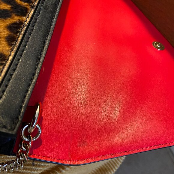 Milly Leopard, Red, and Black Leather Purse